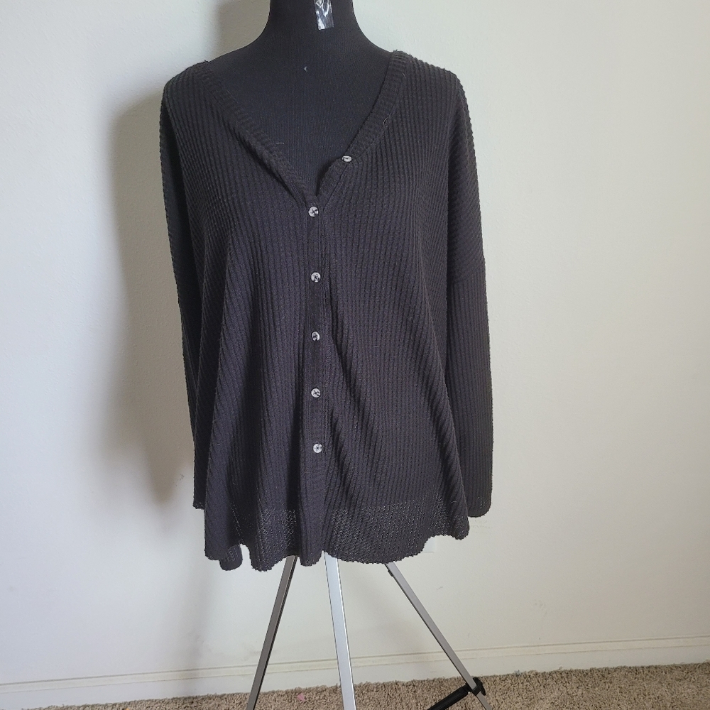 Black Waffle knot sweater